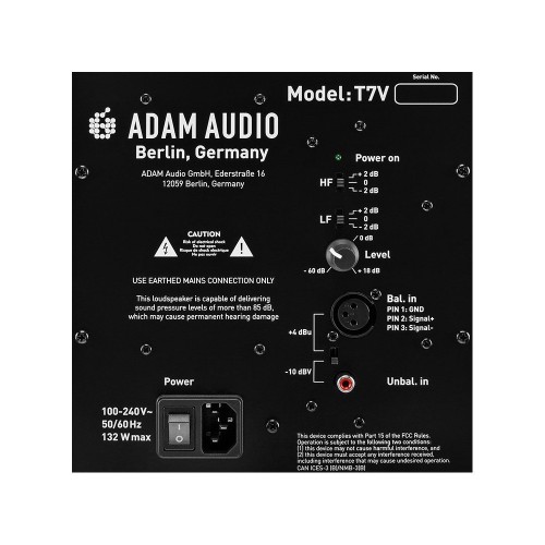  Monitor de Estudio Activo ADAM T7V rear-panel