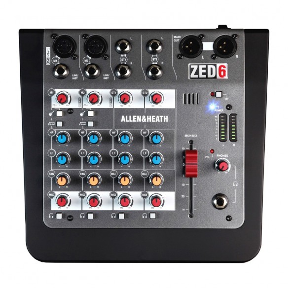  Mezclador Estudio/Directo 6 Canales Allen & Heath ZED-6 top