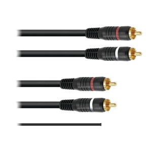 Cable de Audio Omnitronic Cable 3020940N 1.5m (2 RCA/M-2 RCA/M+Tierra)
