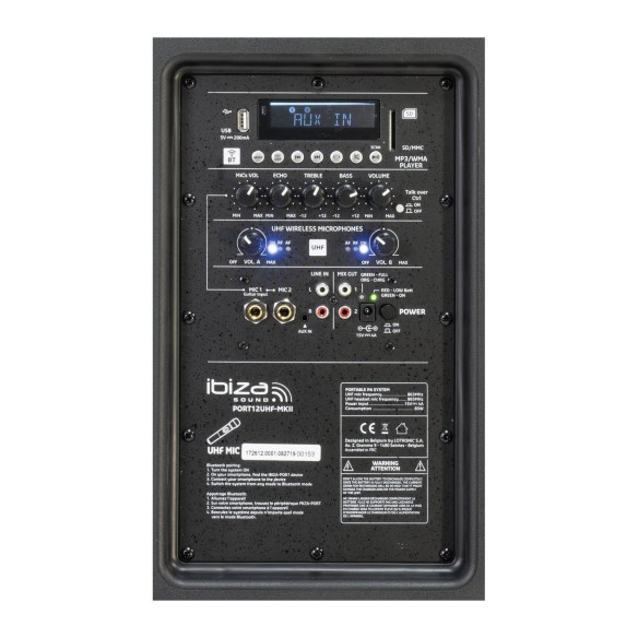 Sistema PA Portátil Ibiza Sound PORT12UHF-MKII-TWS (Bluetooth) panel-detail